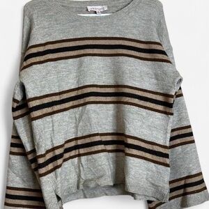 Philosophy Crewneck Striped Pullover Sweater Womens Size Medium Brown Tones